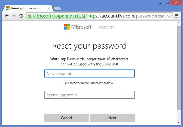 windows 10 resetting password