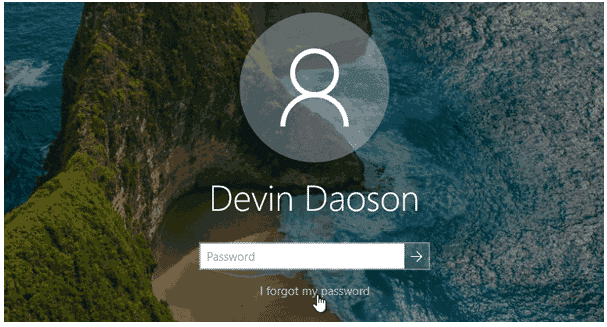 Нажмите на 'Я забыл свой пароль', чтобы сбросить пароль Microsoft surface