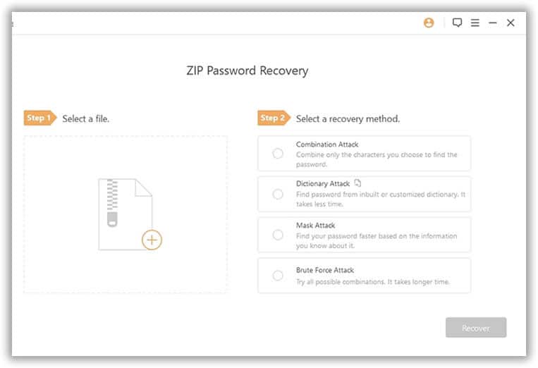 выбрать файл и импортировать в passper для zip