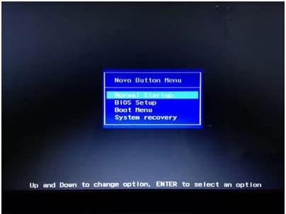 Novo Button Menu to factory reset Lenovo laptop