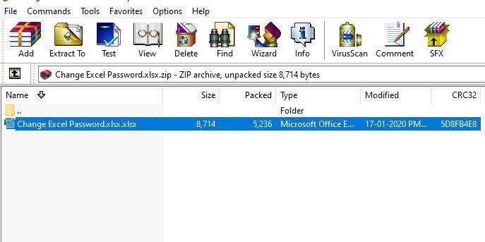 открыть файл excel в 7-zip для удаления пароля