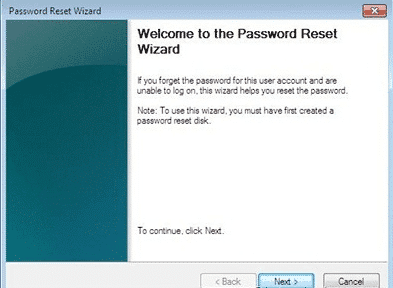 Windows 7 password reset wizard