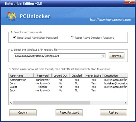 PCUnlocker для Windows 10