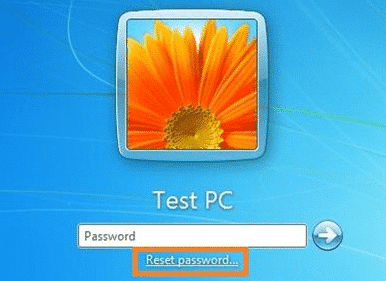 нажмите на кнопку сброса пароля на Windows 7