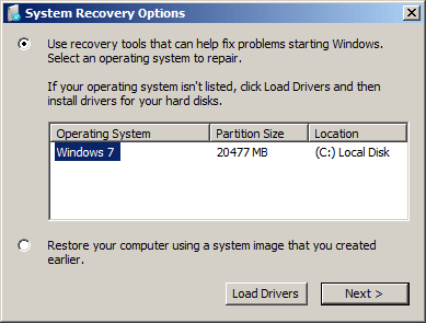 windows 7 system recovery options